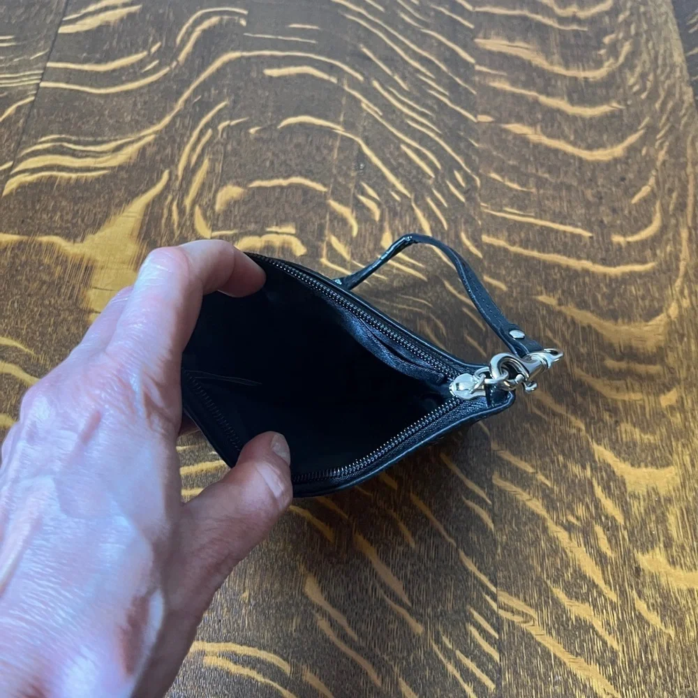 Coach Black Small Signature C Satin with Sequins Wristlet